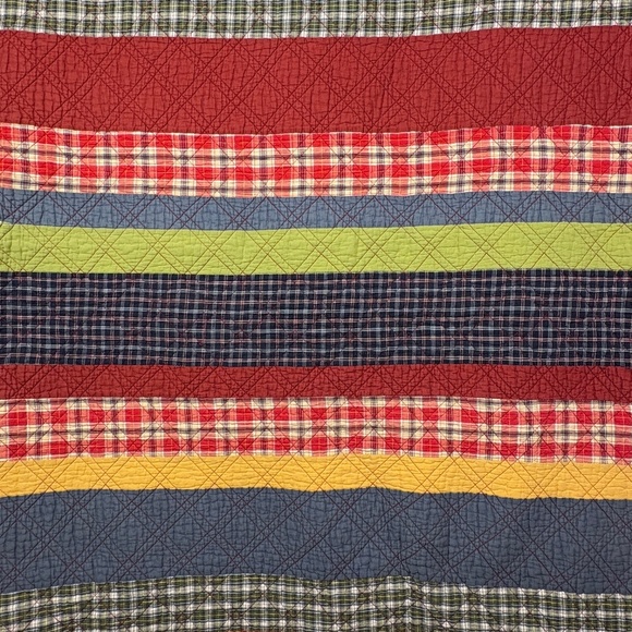 VTG Madras Patchwork Quilt Coverlet Custom Oversized Twin 81 X 76 Cottage Plaid - Picture 3 of 11